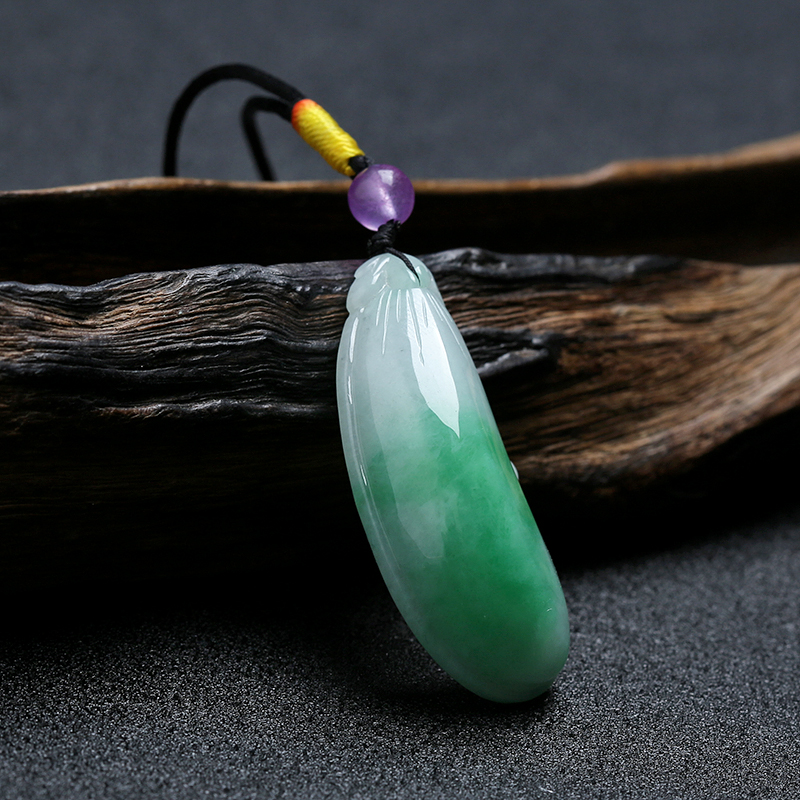 A货天然糯种飘绿翡翠福瓜吊坠 - 红掌柜