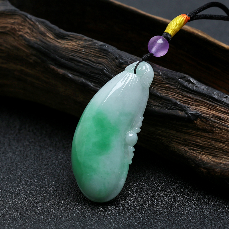 天然糯种飘绿翡翠福瓜吊坠 - 红掌柜