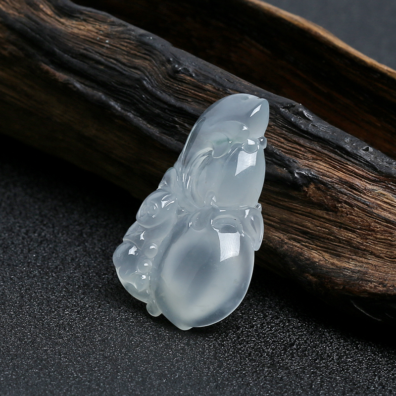 缅甸糯冰种飘花翡翠灵猴献寿挂件-红掌柜