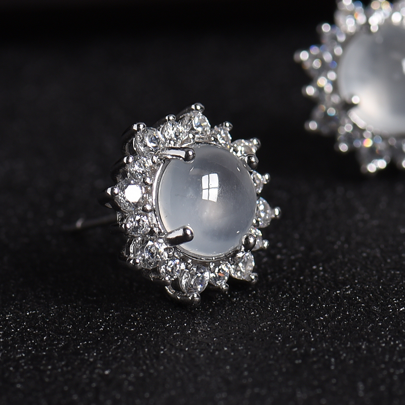 天然冰种晴水翡翠耳钉-红掌柜