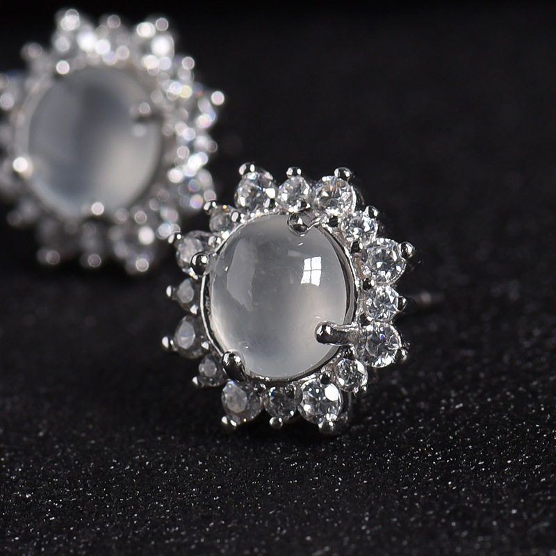 天然冰种翡翠耳钉-红掌柜