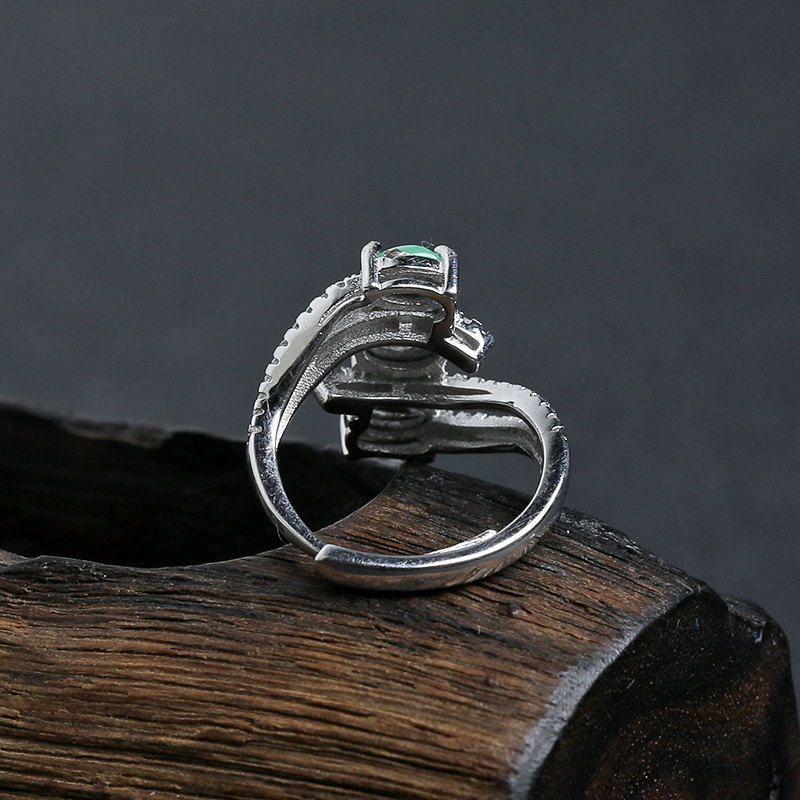 糯冰种翠绿翡翠戒指 - 红掌柜