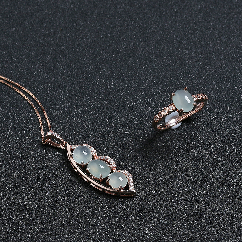 银镶冰种晴水翡翠两件套-红掌柜