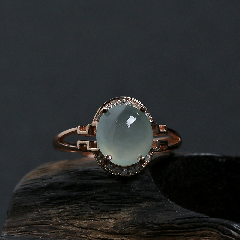 银镶冰种晴水翡翠戒指-红掌柜