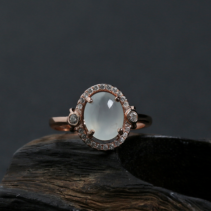 银镶冰种晴水翡翠戒指-红掌柜