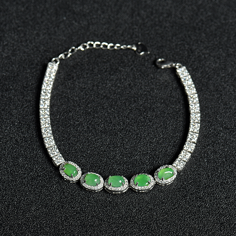 银镶冰种翠绿翡翠项链-红掌柜