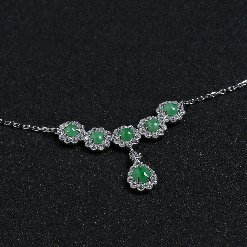 银镶冰种翡翠项链-红掌柜