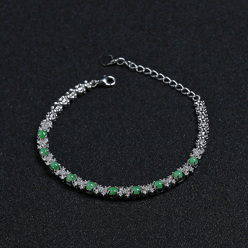 银镶冰种翡翠手链-红掌柜