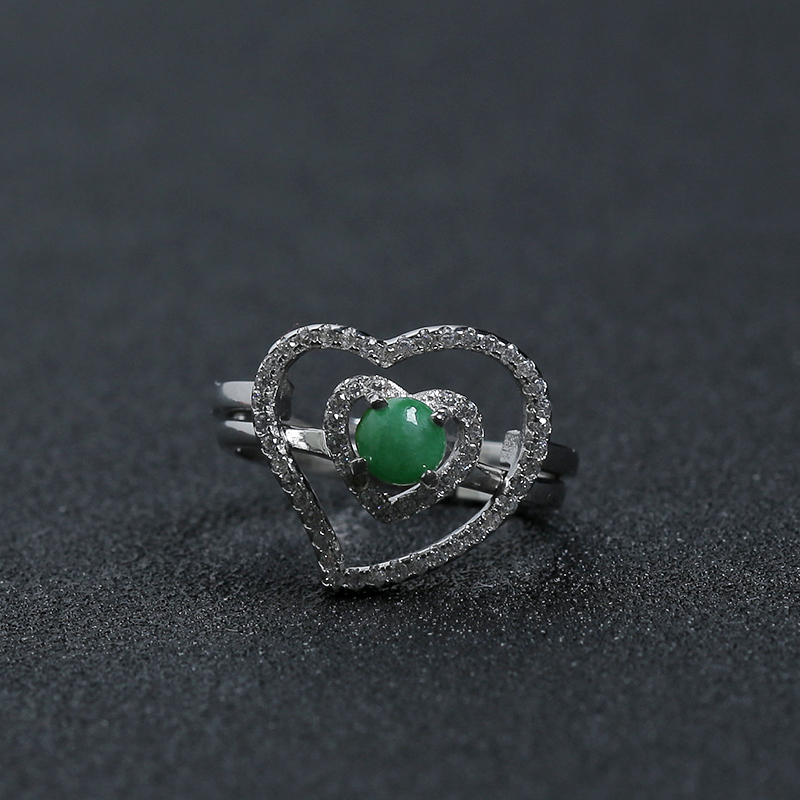 银镶冰种翡翠戒指-红掌柜