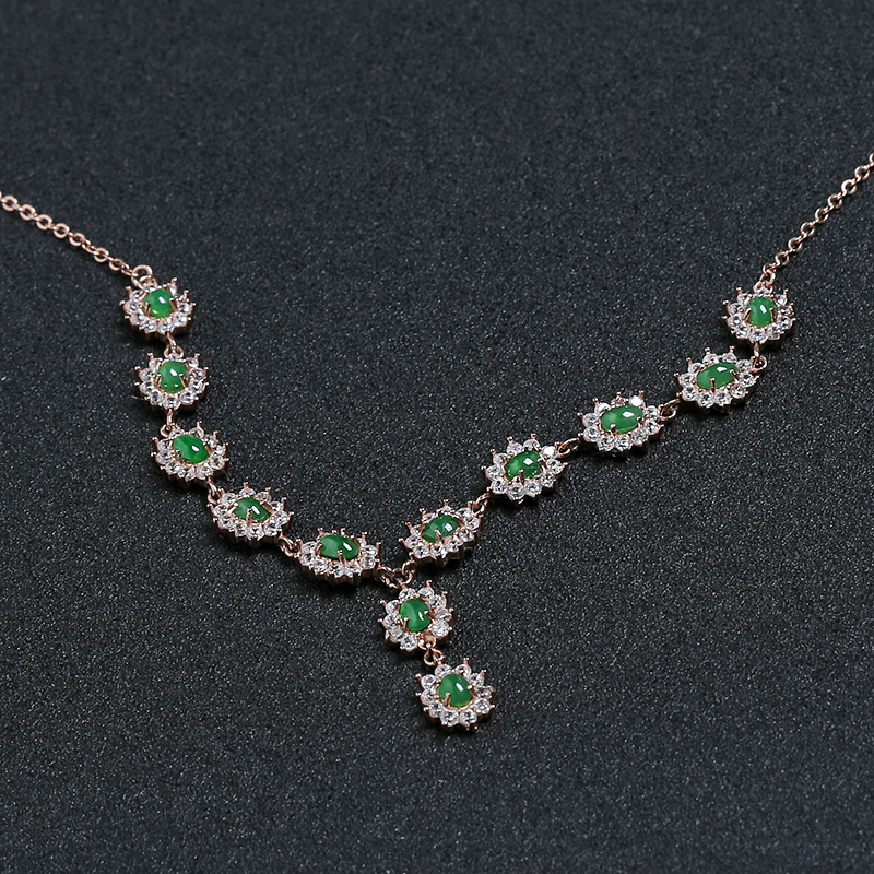 冰种翠绿翡翠四件套-红掌柜