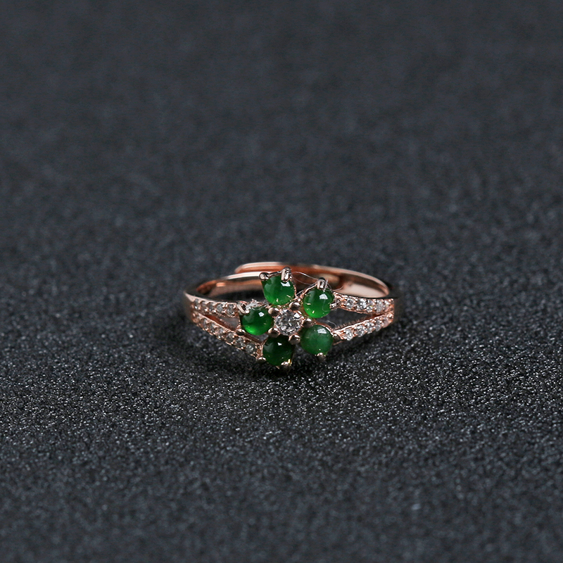 银镶冰种翠绿翡翠套装 - 红掌柜