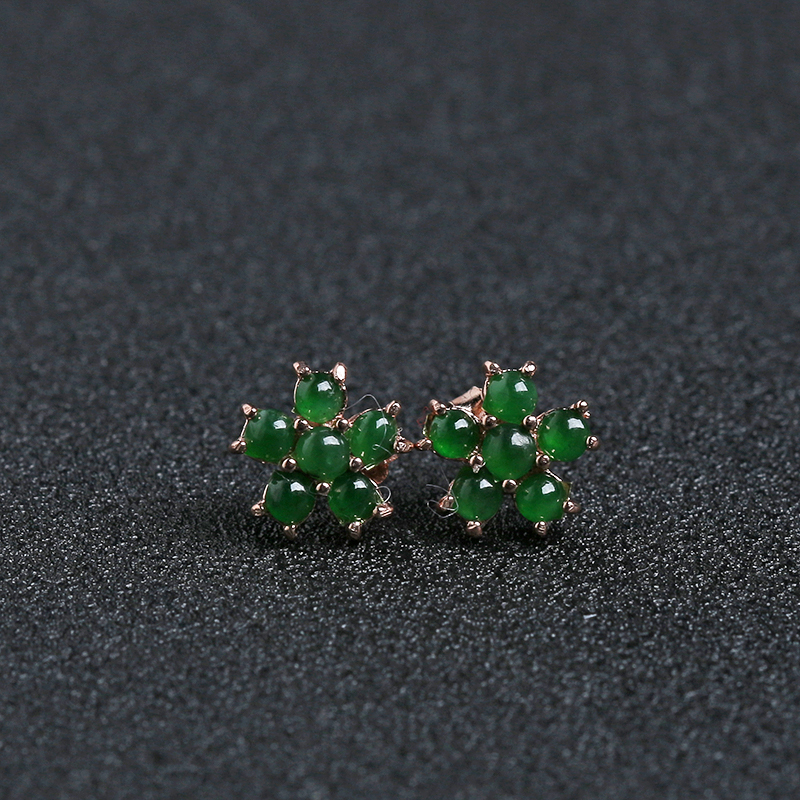 冰种翠绿翡翠套装 - 红掌柜