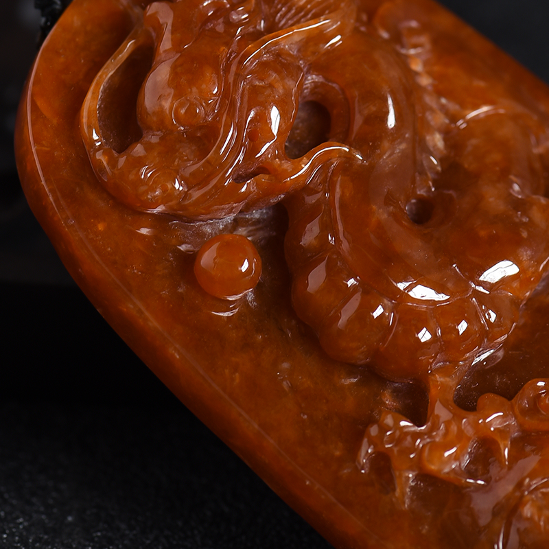 缅甸A货天然豆种龙牌挂件 - 红掌柜