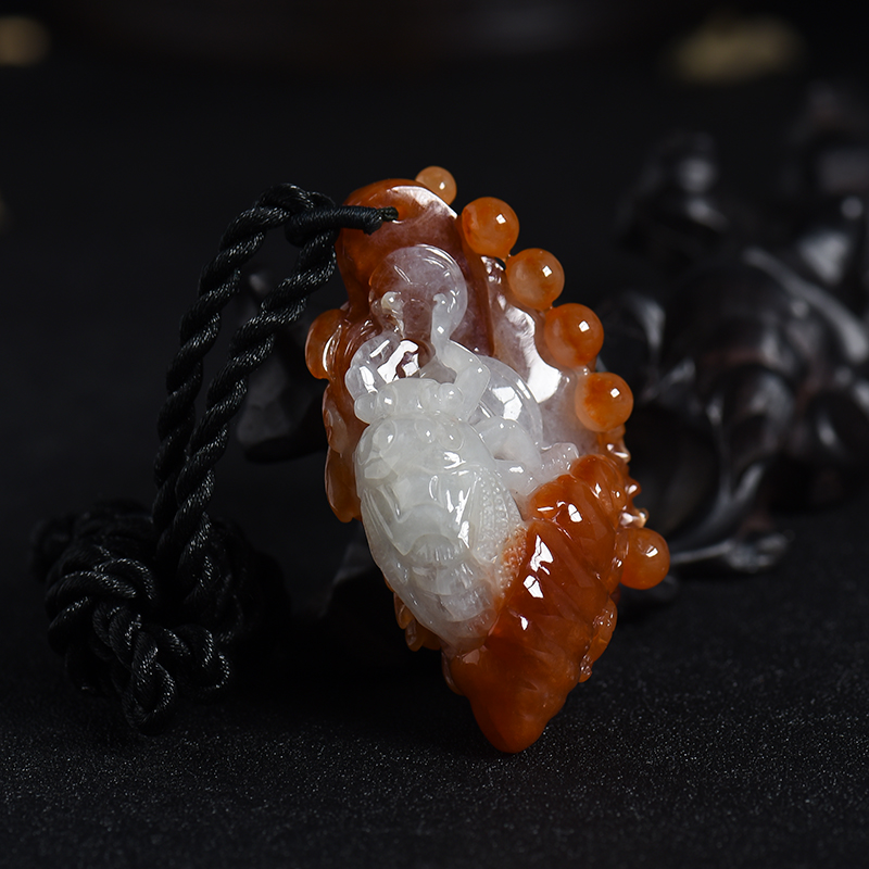 A货天然巧雕豆种黄翡蝉挂件 - 红掌柜