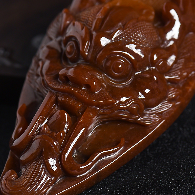 缅甸天然豆种黄翡挂件-红掌柜