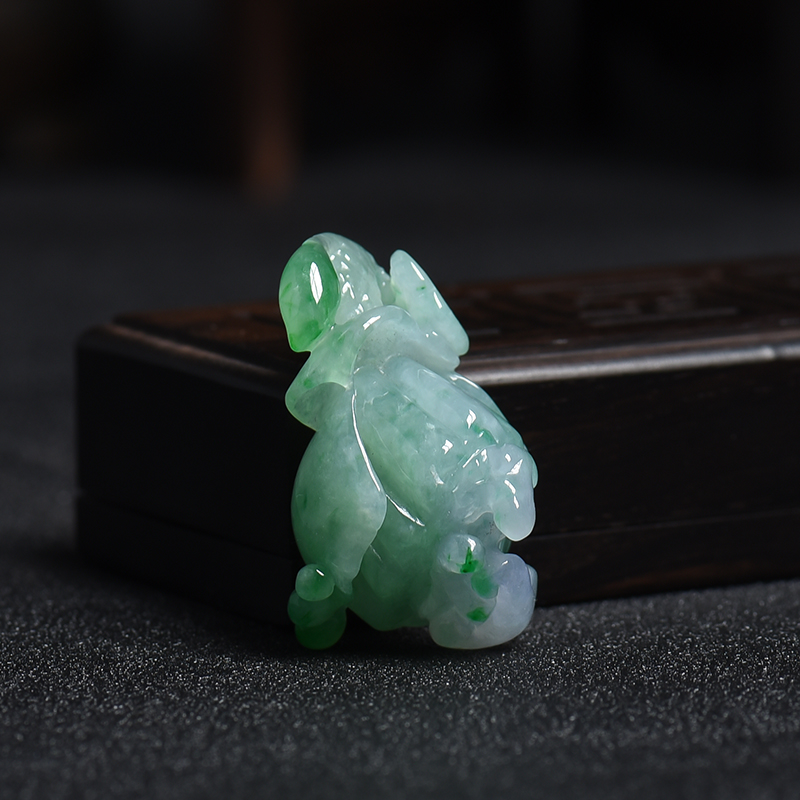 A货天然糯种春带彩一品清廉翡翠吊坠 - 红掌柜