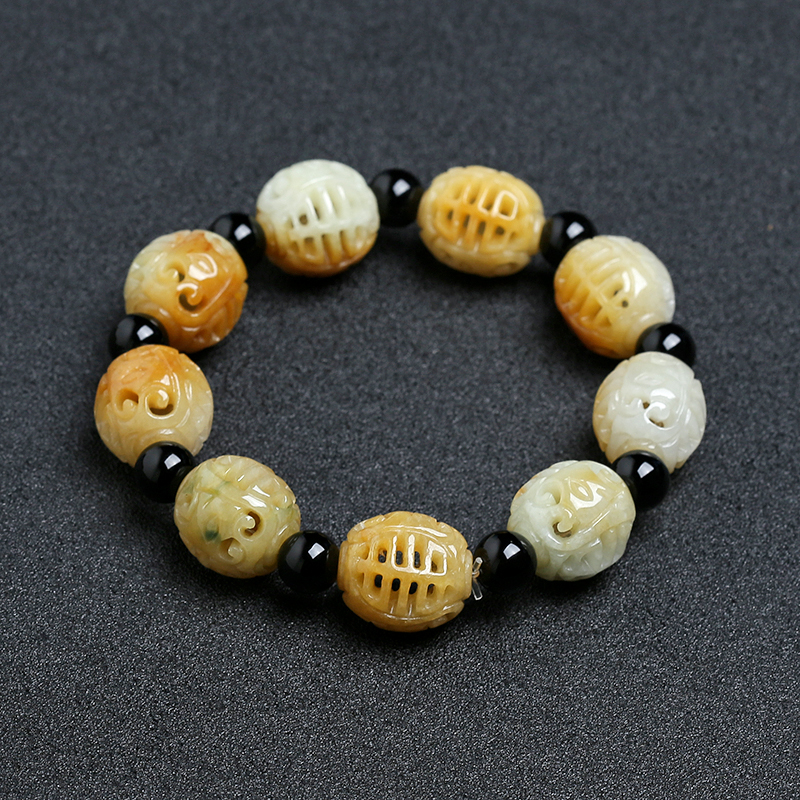 黄翡寿字手串-红掌柜