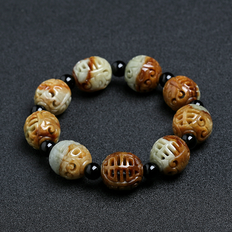 黄翡寿字手串-红掌柜