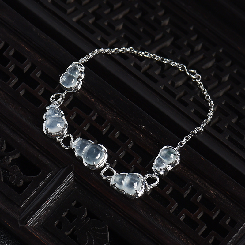 冰种翡翠葫芦手链-红掌柜