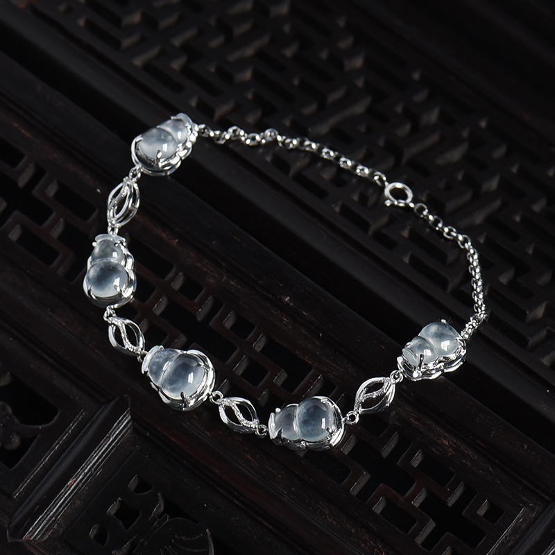 冰种翡翠葫芦手链-红掌柜