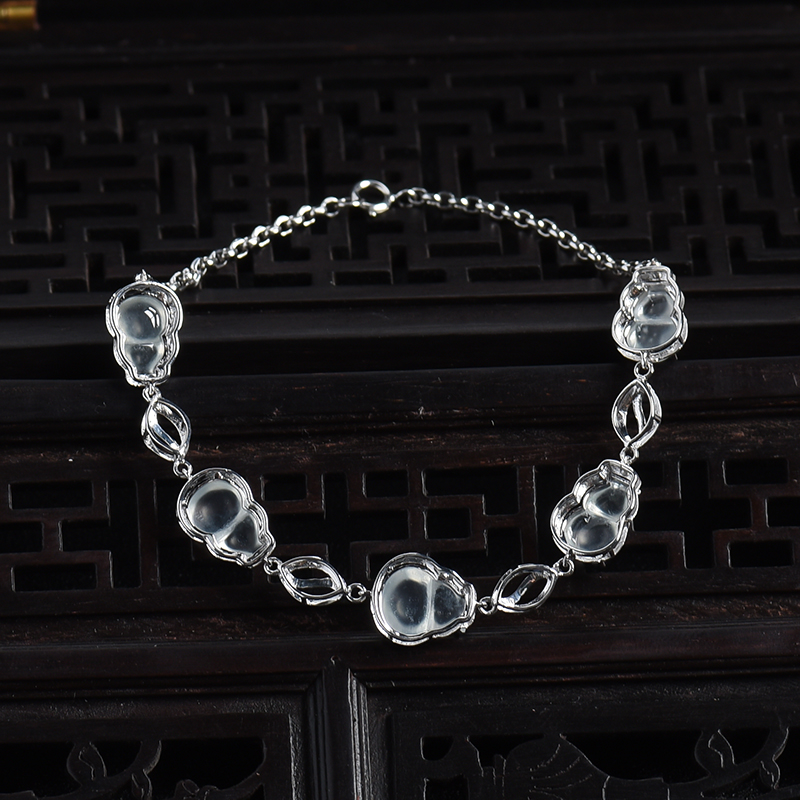 18K白金镶翡翠葫芦手链-红掌柜