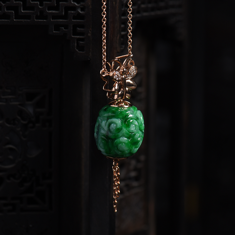 花青雕花路路通吊坠 - 红掌柜