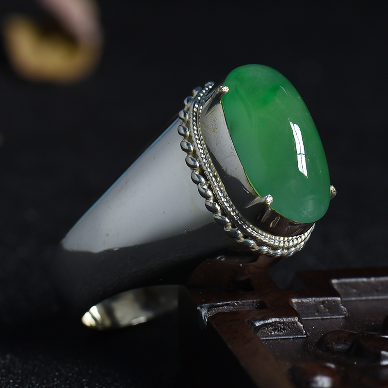 天然翡翠戒面-红掌柜