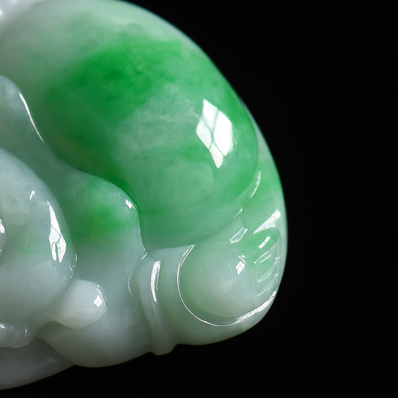 糯种飘花翡翠弥勒佛吊坠 - 红掌柜