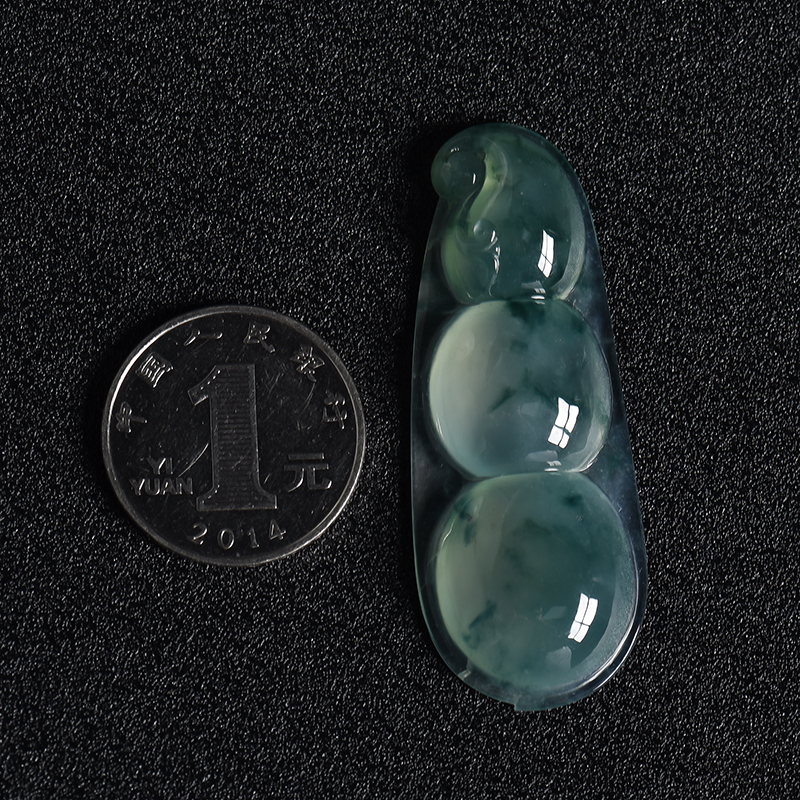 冰糯种飘蓝花翡翠连中三元吊坠 - 红掌柜