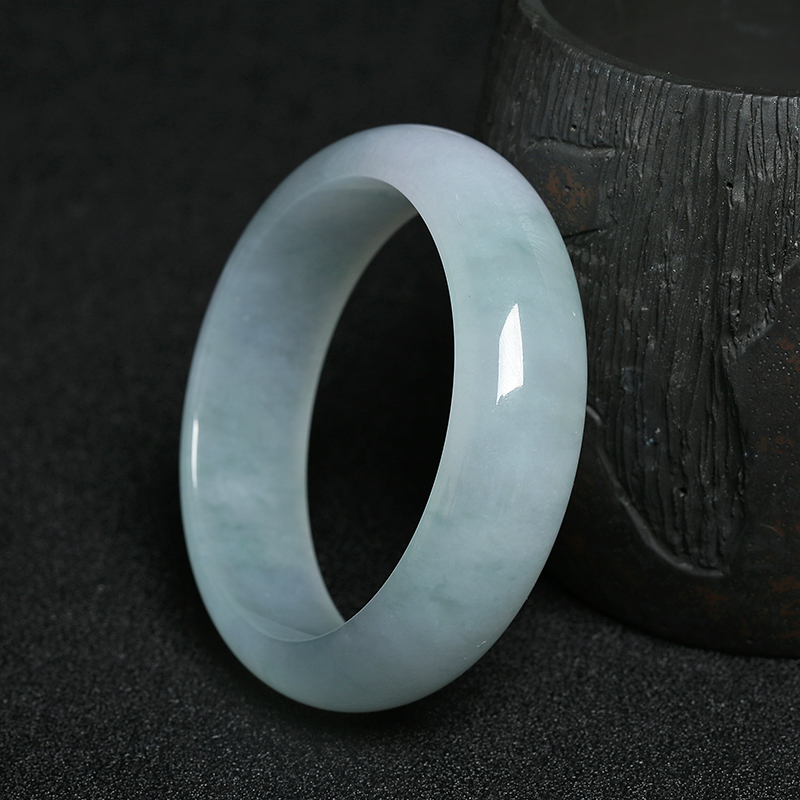 58#天然冰种飘花翡翠平安镯-红掌柜