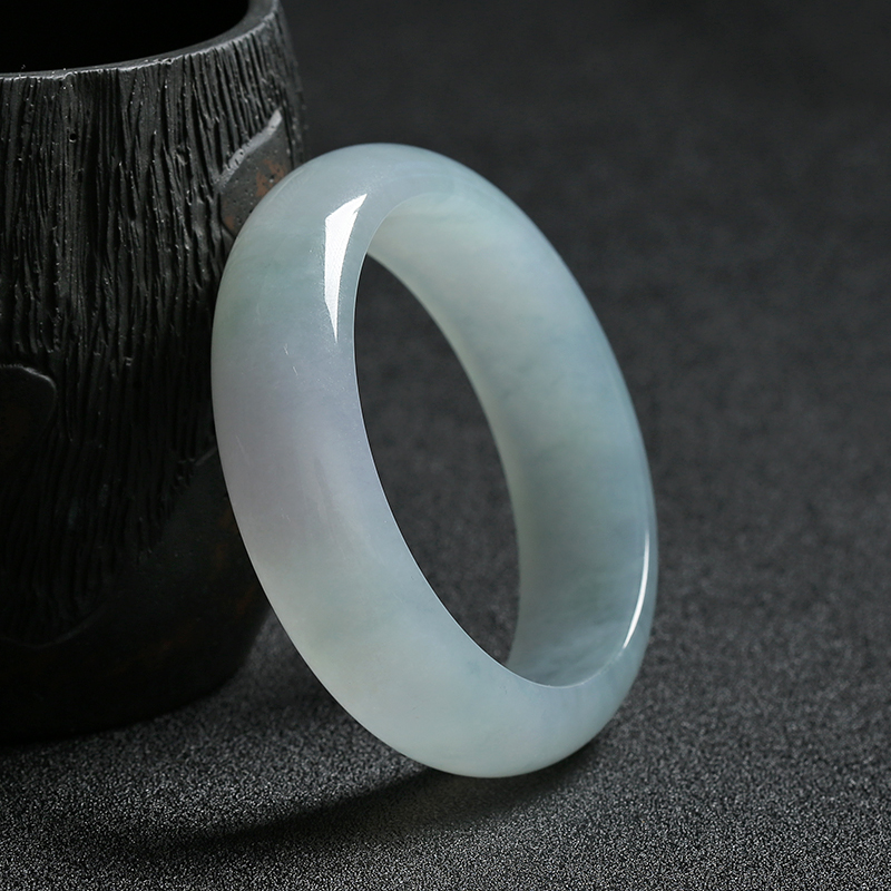 58#缅甸冰种飘花翡翠平安镯-红掌柜