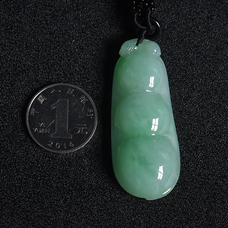 缅甸翡翠连中三元吊坠-红掌柜
