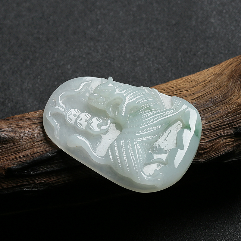 缅甸天然糯种翡翠寅虎吊坠-红掌柜