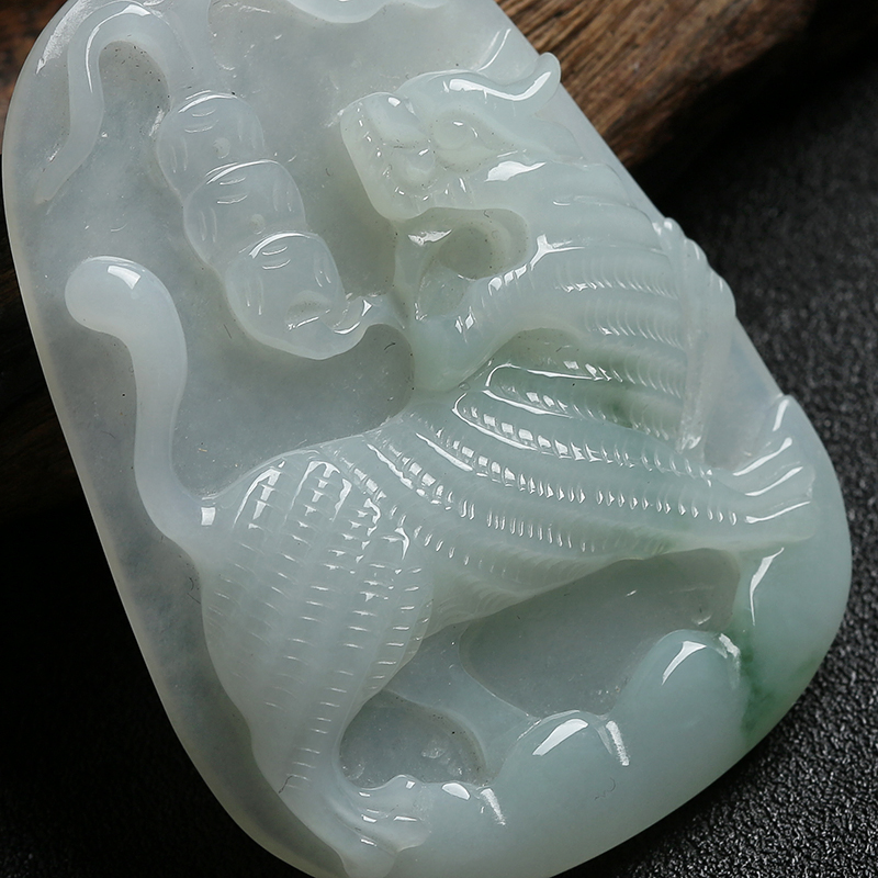 缅甸天然糯种飘蓝花翡翠吊坠-红掌柜