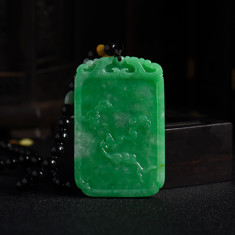 缅甸糯种翡翠鱼跃龙门吊坠-红掌柜