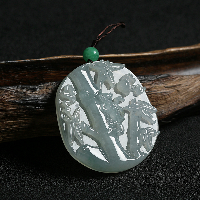 无色翡翠竹节吊坠-红掌柜