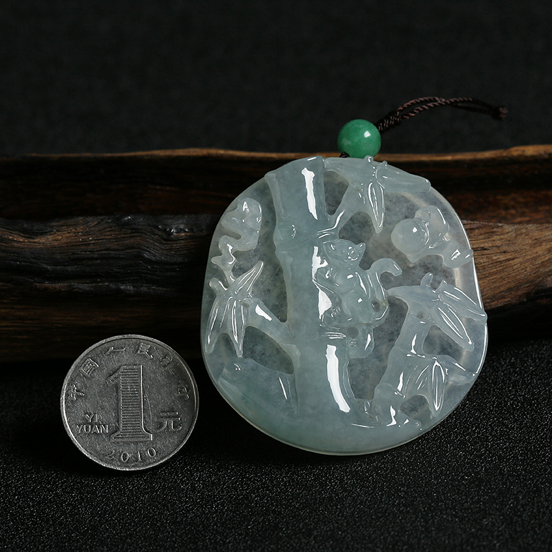 天然翡翠竹节吊坠-红掌柜