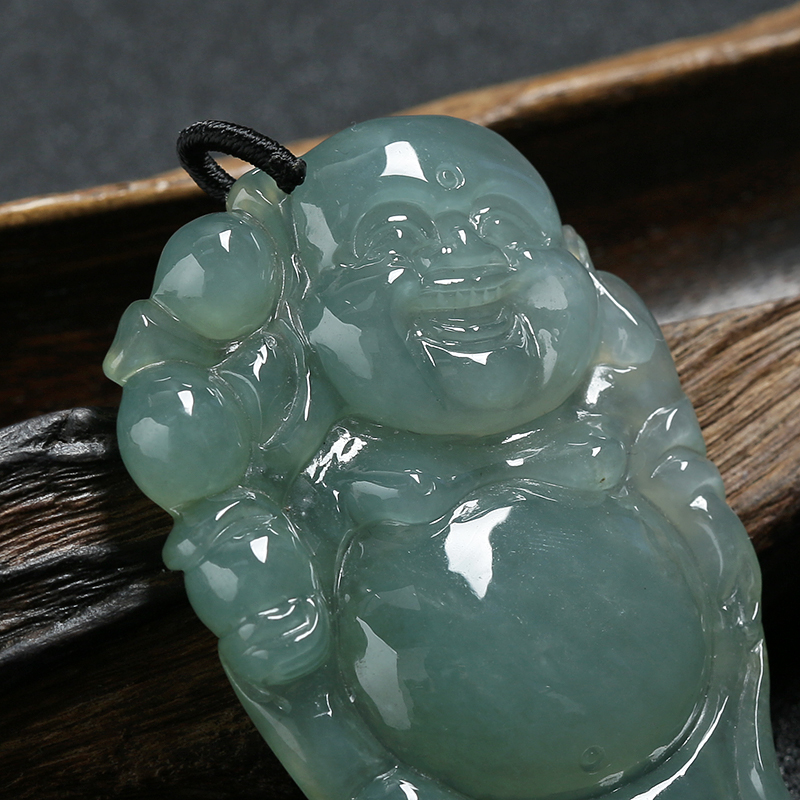 冰糯种翡翠站佛-红掌柜