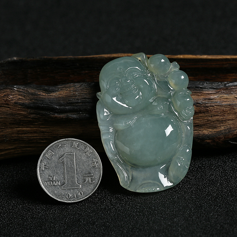 天然翡翠站佛吊坠-红掌柜