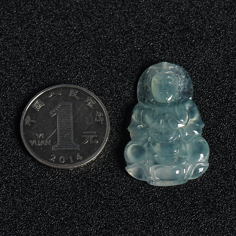 冰糯种翡翠观音吊坠 - 红掌柜