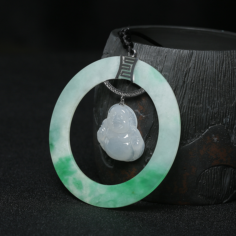 糯种飘绿花翡翠挂件-红掌柜