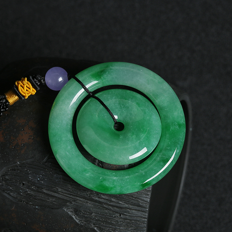 翠绿翡翠平安扣吊坠 - 红掌柜