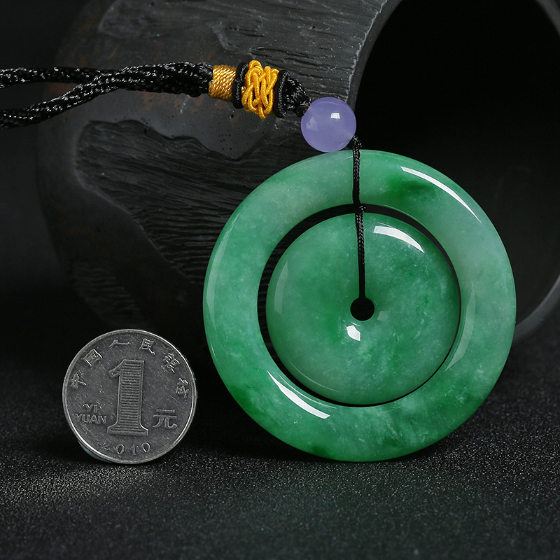 缅甸A货翠绿翡翠平安扣吊坠 - 红掌柜