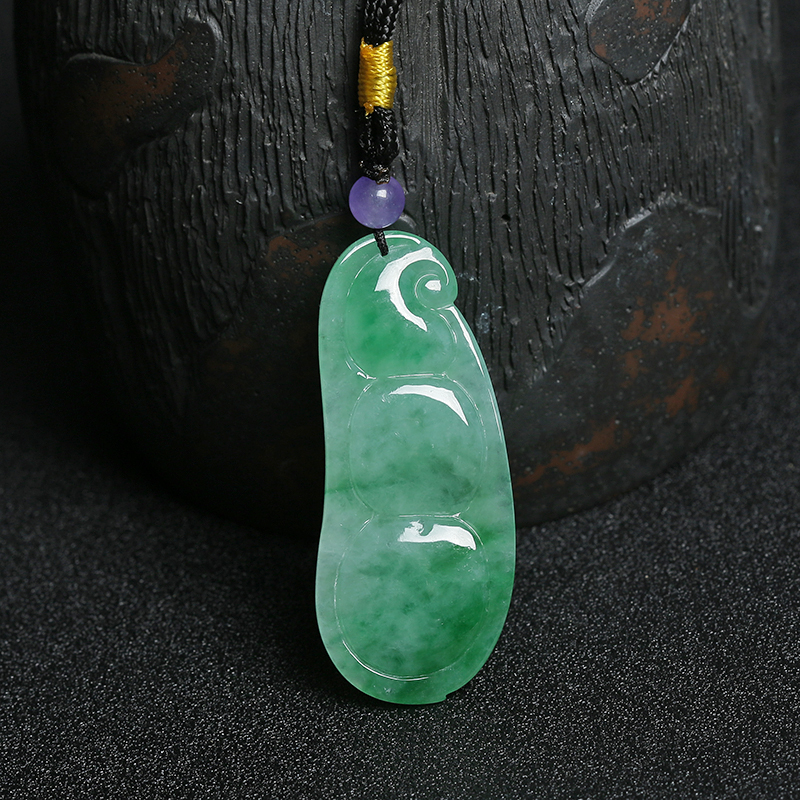 飘绿花翡翠连中三元吊坠 -红掌柜