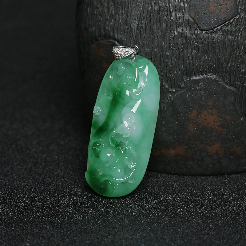 飘绿花翡翠望子成龙吊坠 - 红掌柜