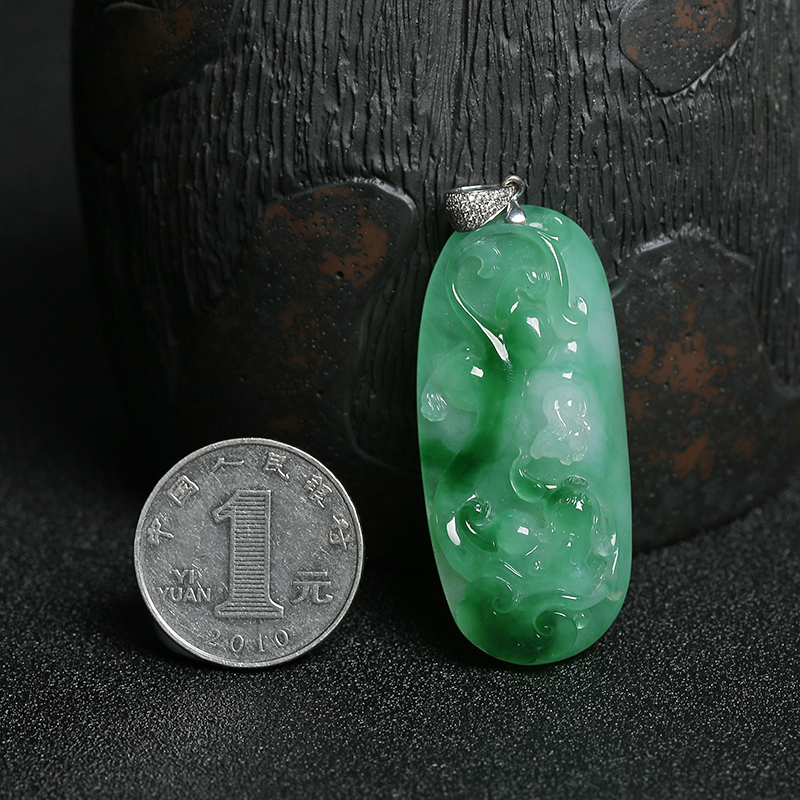 飘花翡翠吊坠 - 红掌柜