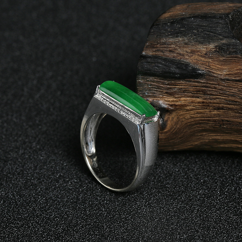 冰糯种翠绿翡翠戒指 - 红掌柜