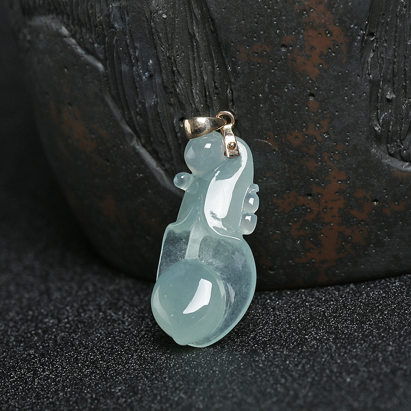 冰糯种蓝绿色翡翠玉兰花吊坠 - 红掌柜