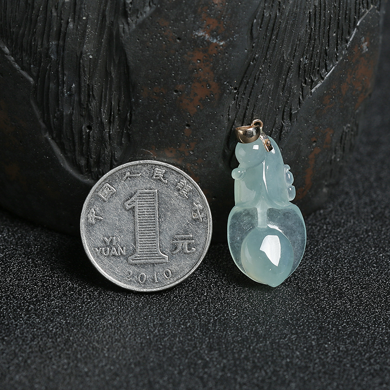 18K金冰糯种翡翠吊坠 - 红掌柜