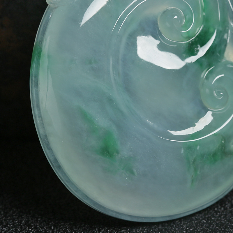 缅甸A货天然翡翠如意吊坠 - 红掌柜